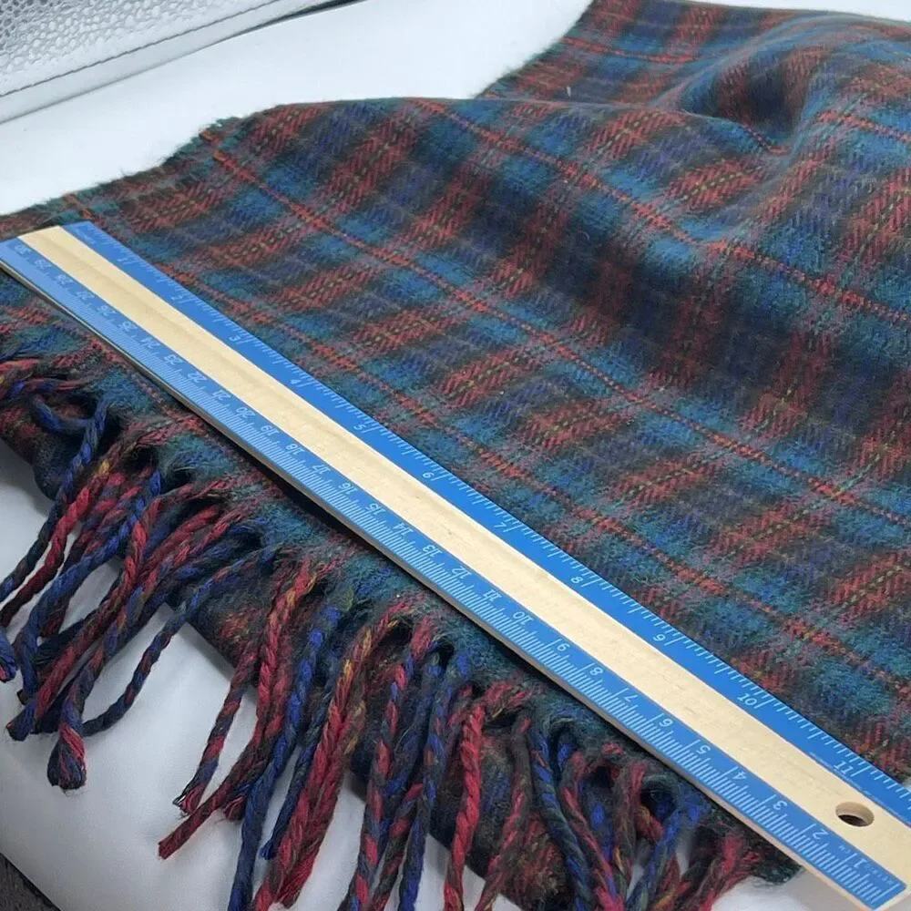 Vintage Christian Dior plaid 56”X11.5” scarf fringe